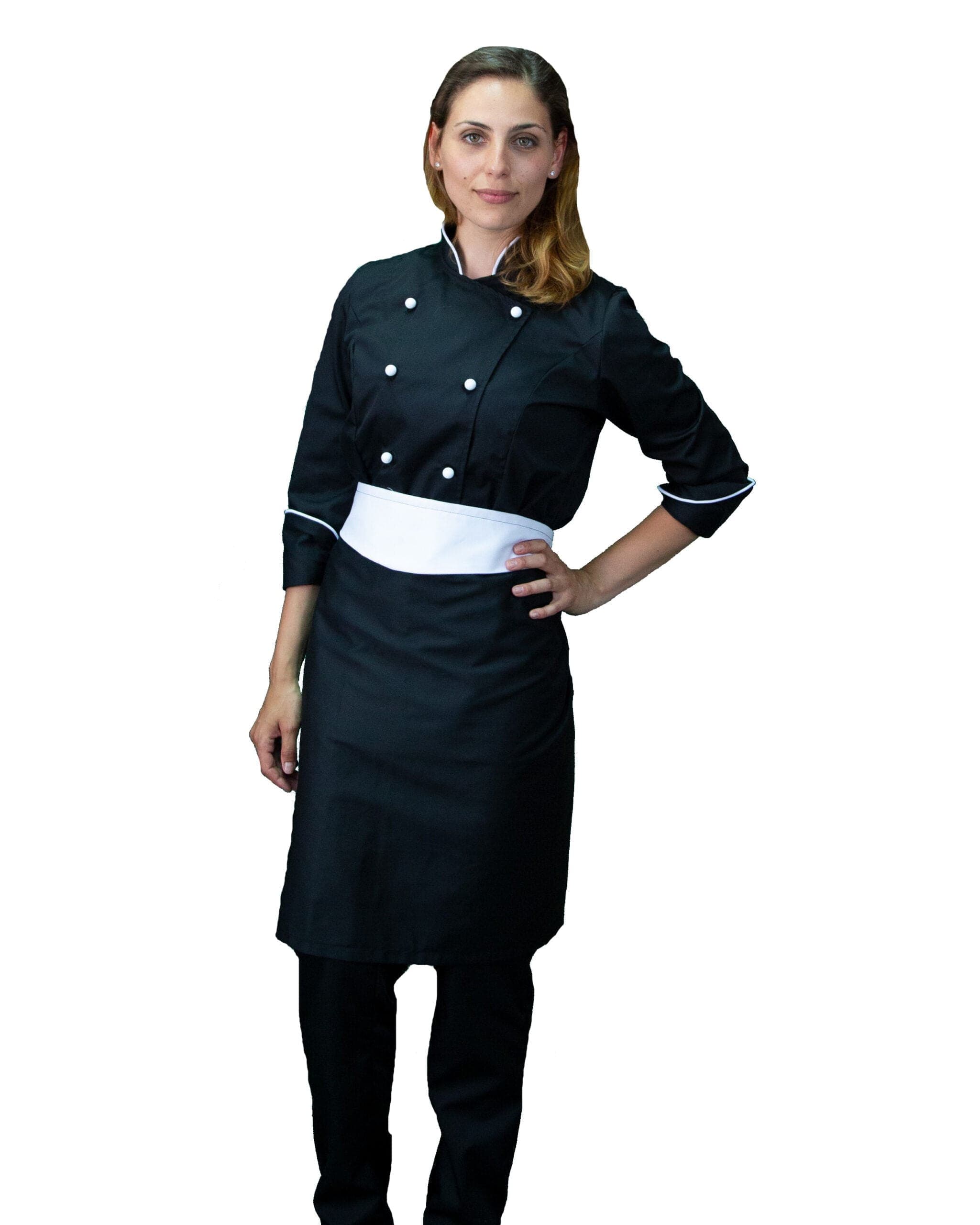 Divisa cuoco donna nera e bianca Made in Italy