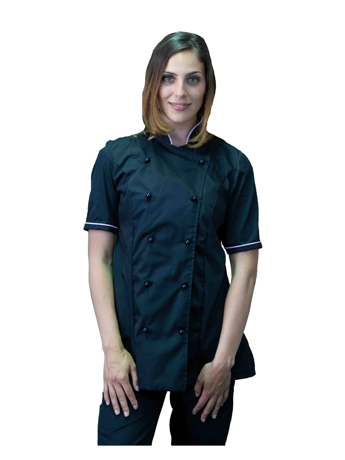 Giacca da Cuoca Nera e Lilla manica corta | Abbigliamento Chef Donna